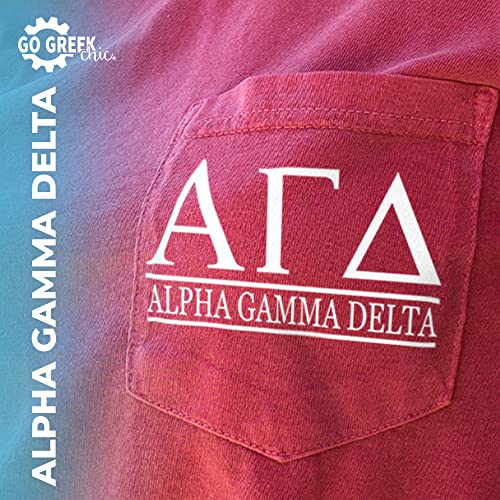 Alpha Gamma Delta Block Letters Pocket T-Shirt, Crimson3