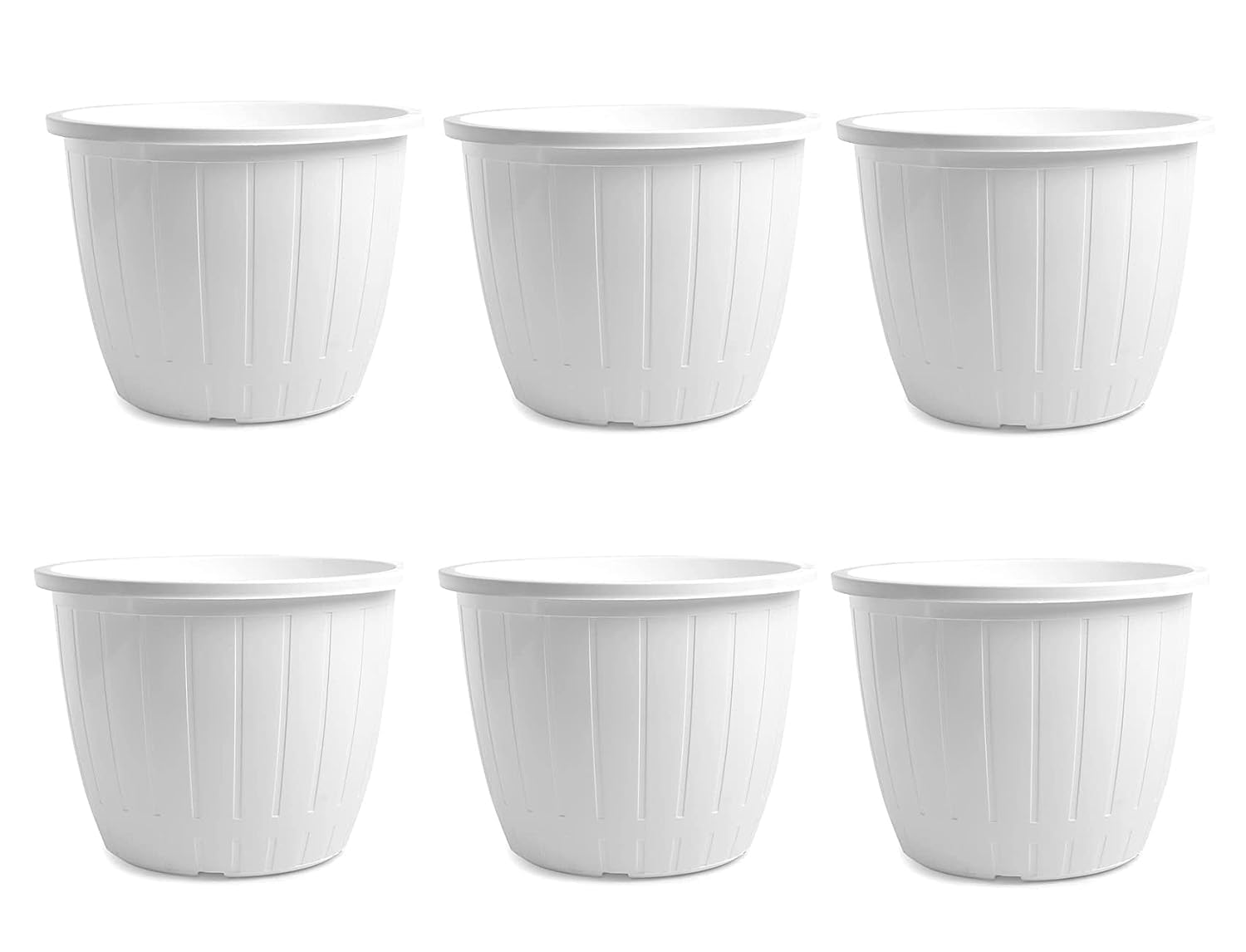 Varshney Gardening Plastic Round Duro Flower Pot for Gardening Indoor and Outdoor Planter-White (8 Inch) Pack of 6 Pieces-image-40