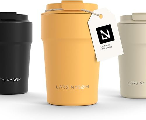 Miniatura 22 de LARS NYSØM Thermo - Taza de café para llevar, 13 onzas, taza de viaje de 0.38 litros con aislamiento, vaso térmico de acero inoxidable a prueba de