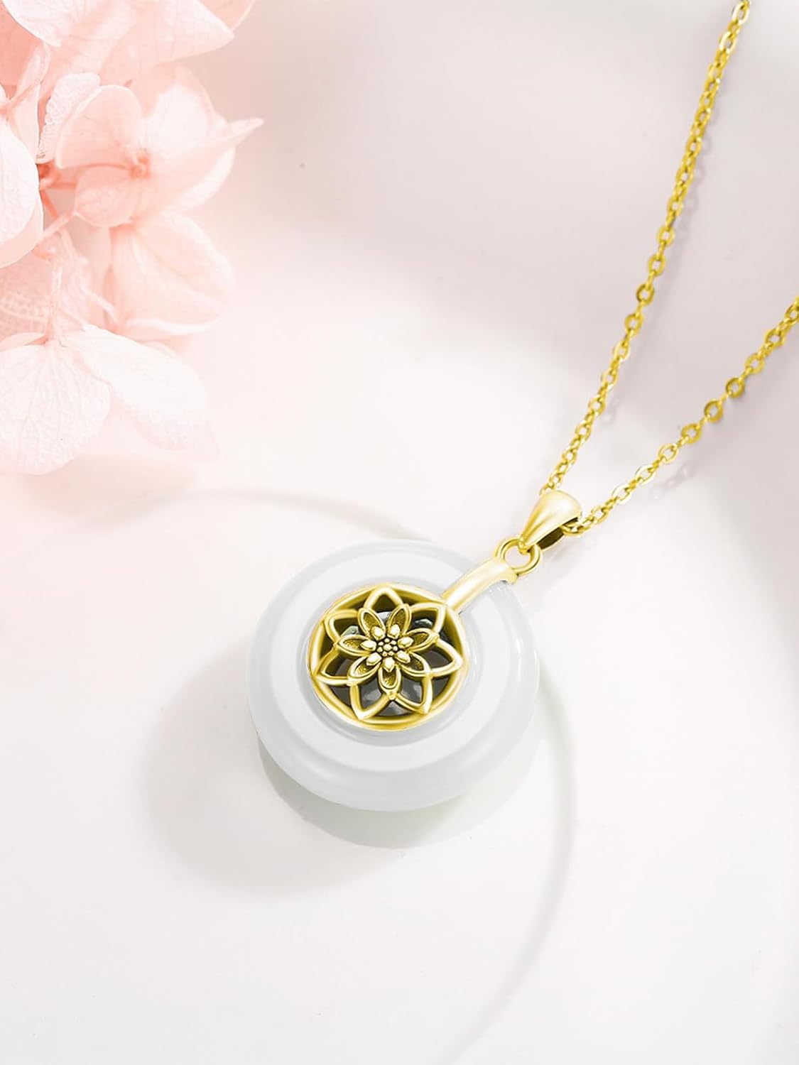 KiiKii Jade Necklaces for Women 925 Sterling Silver Lotus Flower/Tree of Life/Star and Moon Pendant Fine Jewelry Gifts for Mom Wife Grandma - Image 3