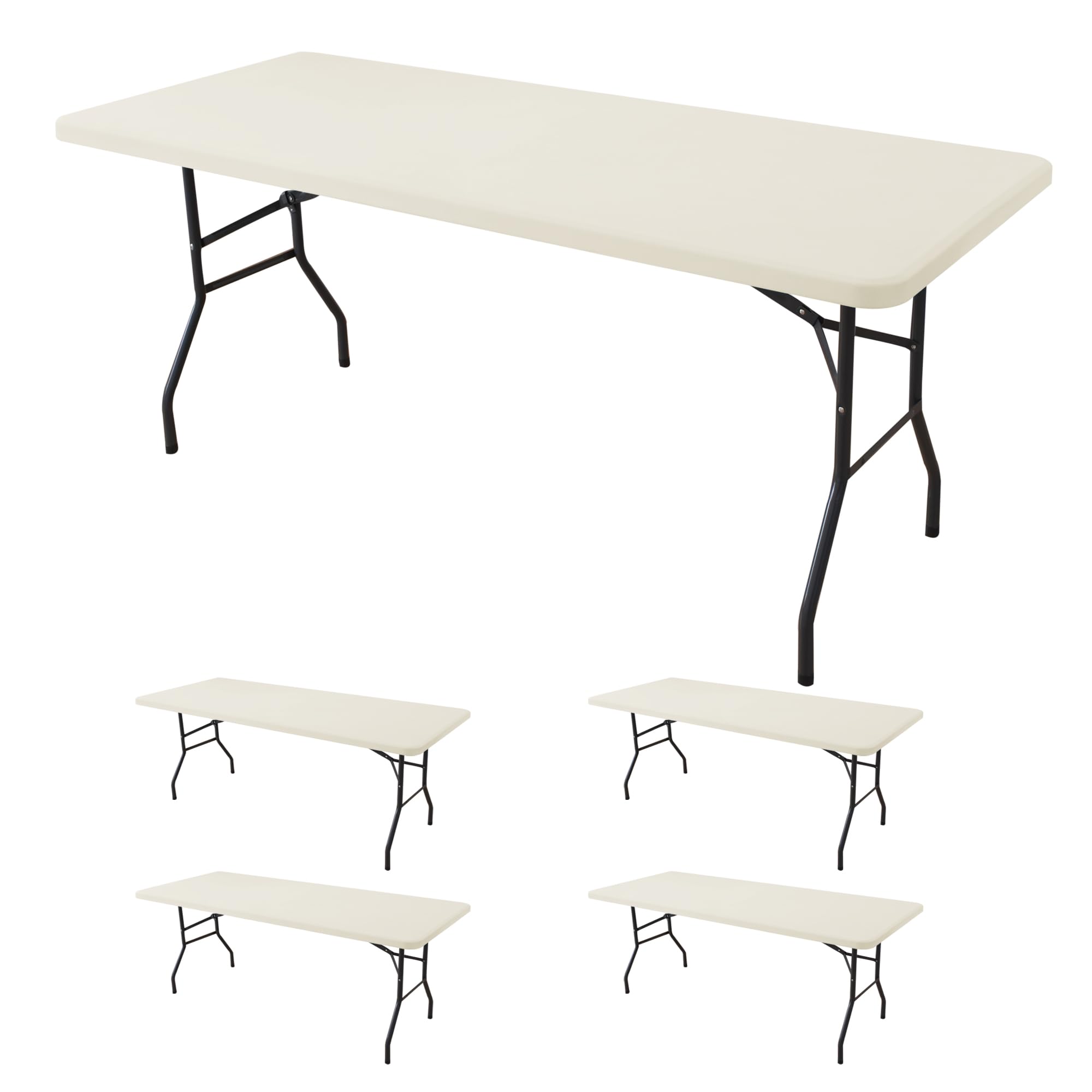 Photo 1 of Enjoyidea Fitted Tablecloth for 6 Foot Rectangle Tables - Cream