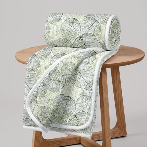 Image of Divine Casa 120 GSM Glace Cotton Single Bed Dohar | Lightweight AC Blanket | Reversible Leaf Print Quilt | 210 x 140 CM, Garden Green