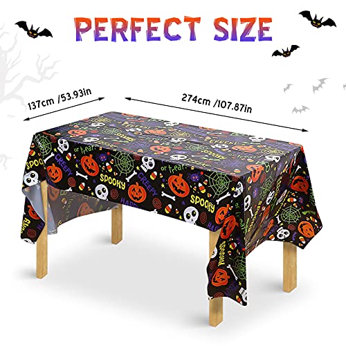 Tafelkleed Halloween decoratie, 137 x 274 cm skelet tafelkleed, waterdicht pompoen tafelkleed Halloween, rechthoekig… - Image 3