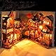 Vmxlso Diy Book Nook Kit, 3D Puzzle Holz Booknook, Diy Miniatur Haus mit Möbeln und LED Leuchten, Diy Miniature House Dekoration, Nook Book Modellbausätze für Erwachsene zum Bauen (Kirschblüten Gasse)
