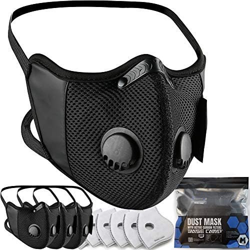 BASE CAMP M Cross Dust Face Mask 4 Pack with Extra 6 Activated Carbon Filters for Woodworking Construction Mowing Sanding Gardening Cleaning Painting Sawing and Grinding