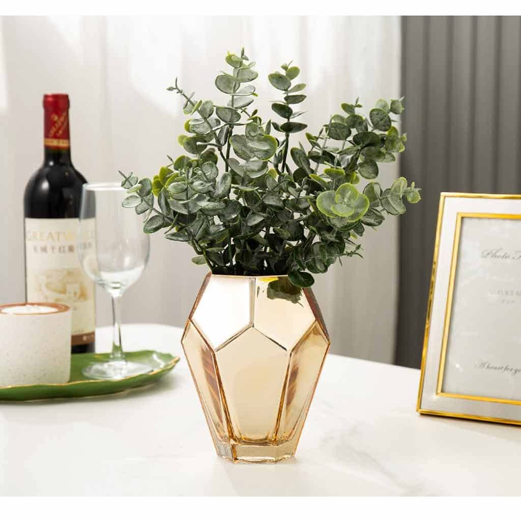 Amazon.co.jp: ゴールデンガラス花瓶ドライフラワー花瓶リビングルーム