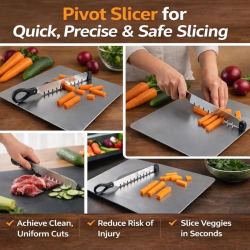 Image of SR 304 Stainless Steel Chopping Board with Knife for Kitchen | 2 in 1 Chopping Board for Cutting Vegetables, Meat | SS Choping Board with Knife Set | Cutting & Choping Board | Kitchen Tools(25x35)