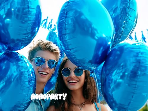 Image of 25Pcs Blue Round Shaped Helium Foil Mylar Balloons 18 Inch Balloons for Birthday Wedding Anniversary Engagement Party Decorations Supplies