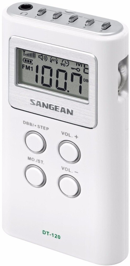 Sangean DT-120 AM/FM Stereo PLL Synthesized Pocket Receiver, WHITE