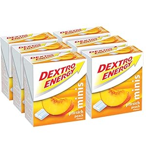 Dextro Energy Dextro Mini-druivensuiker, perzik, 6 verpakkingen (6 x 50 g), mini-druivensuiker-kubus, in voorraadverpakking