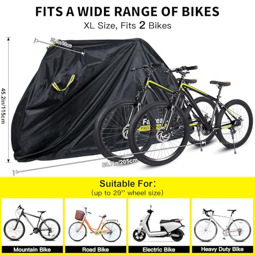 Faireach 420D Bike Cover Waterproof Outdoor for 2 bikes, Heavy Duty OXFORD Fabric Bicycle Rain Cover - Image 4
