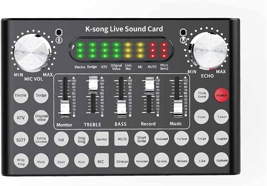 Professional Mixer Dj Live Equipment Sound Card Microphone Set Perfect for,Video Conference,Gaming,