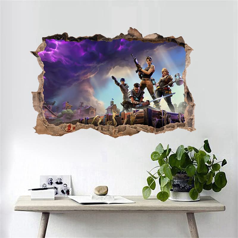 3D Gamer Boys Bedroom Wallpaper Wall Decals Sticker,Children Bedroom Background Wall Decoration Self Adhesive Wall Sticker,Video Game Sticker Birthday Party Supplies