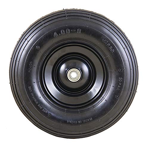 Marathon Easy Fit 4.00-6 Pneumatic Wheel Assembly for Residential Wheelbarrow, black, 13