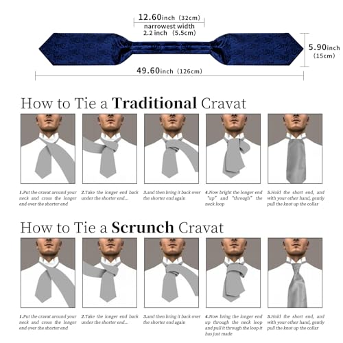 Image of DiBanGu Silk Woven Ascot Cravat with Pocket Square Set for Men