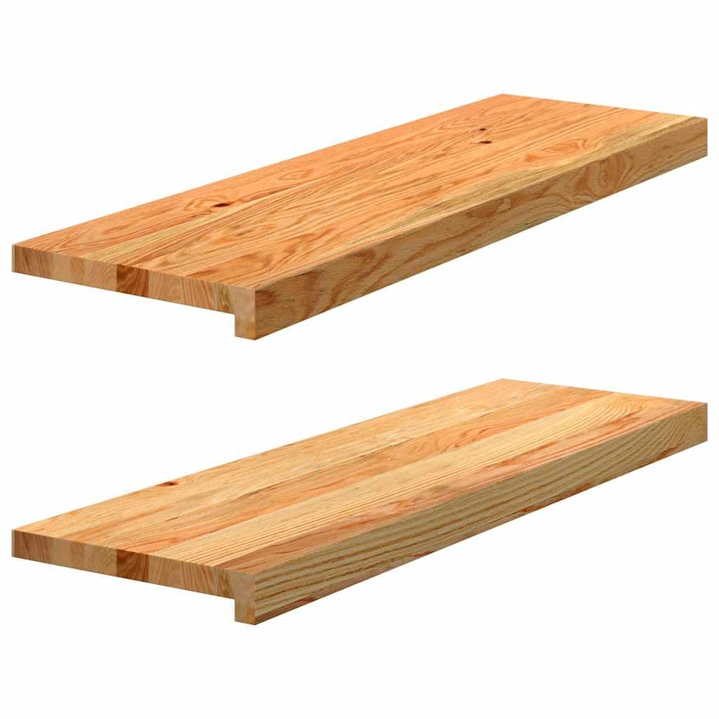 vidaXL Solid Oak Wooden Window Sills/Boards 2 Pack - Light Brown, Customizable 80x30x2 cm