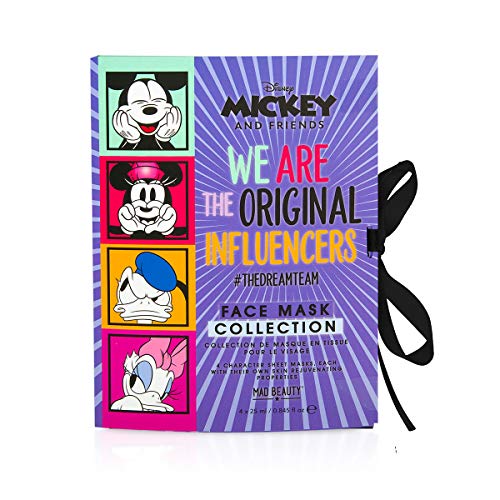 MAD Beauty Disney Mickey and Friends Gesichtsmaske Set: 4 Tuchmasken von Mickey, Minnie, Donald Duck und Daisy Duck als Tuchmaske für eine gepflegte Haut, 120 g Cover