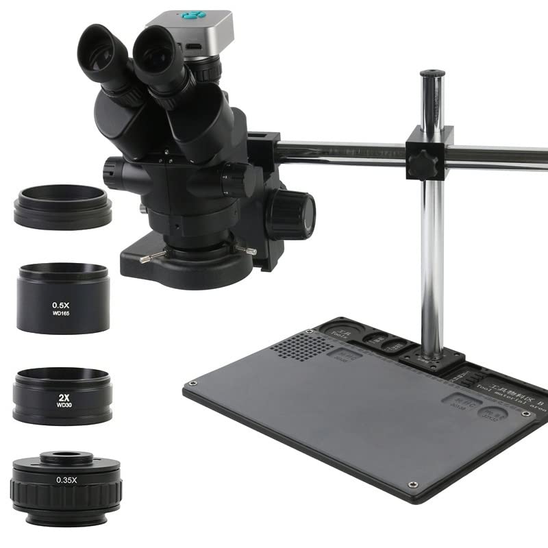 Microscope 3.5X-90X Continuous Zoom Simul-Focal Stereo Trinocular Microscope 48MP 4K 1080P H_DMI USB Video Camera Digital Image Acquisition(3.5X-90X 0.35XCTV)