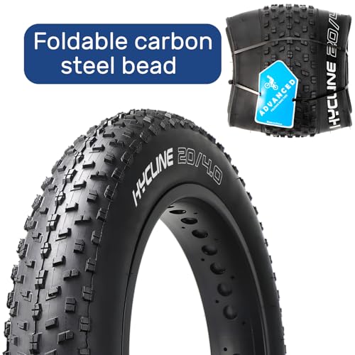 Hycline Fat Bike Replacement Tire: 20×4.0/26×4.0 Inch High-Performance Wear-Resistant Folding MTB Bicycle Tires, All-Terrain High-Density for Street or Trail Riding