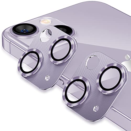 Afarer[2 Pack] Camera Lens Protector For Iphone 14/ Iphone 14Plus, Ultra Hd Camera Lens Protector, Upgraded Metal Tempered Glass Camera Cover, 9H Hardness Anti-Scratch Camera Protectors， Lens Protector Compatible With Iphone 14/ Iphone 14Plus（Purple） #TOP2