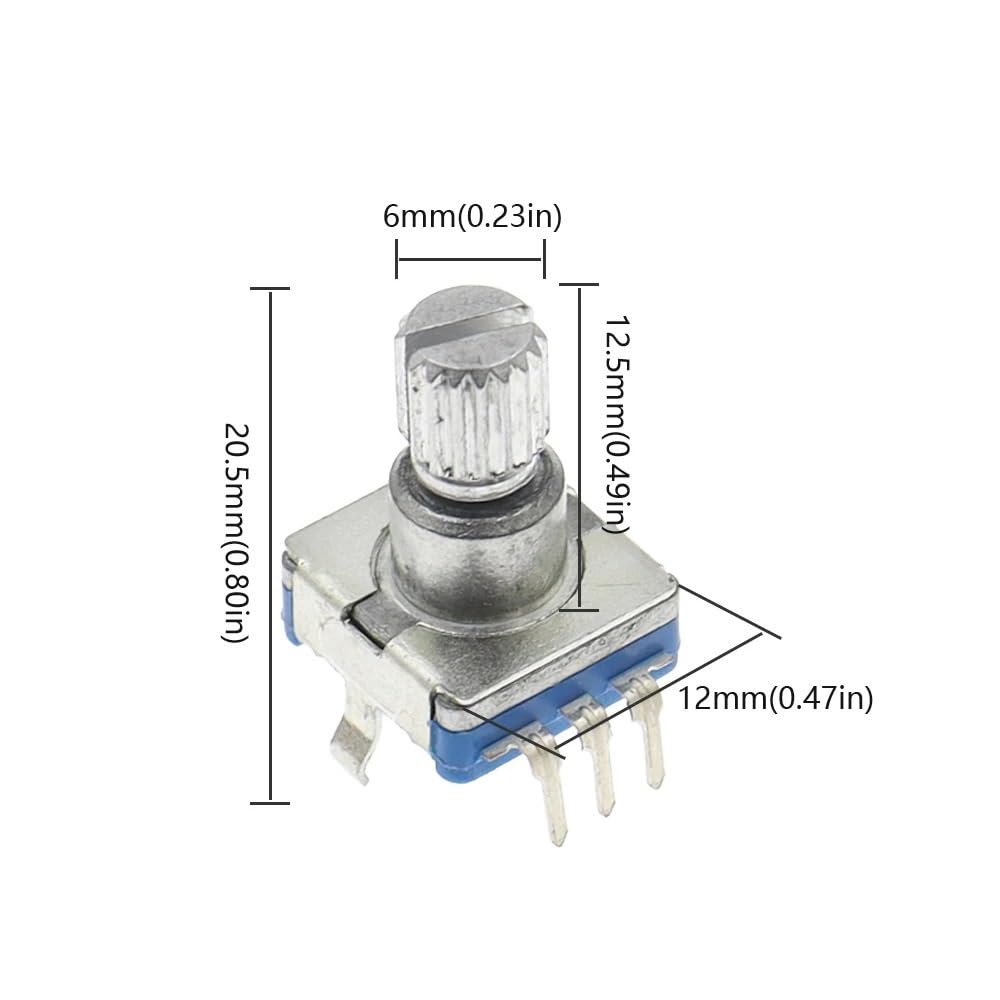 Encoder rotativo a 20 posizioni da 360 gradi EC11 con pulsante a 5 pin, impugnatura lunga 12 mm con interruttore a pulsante integrato(1PCS)