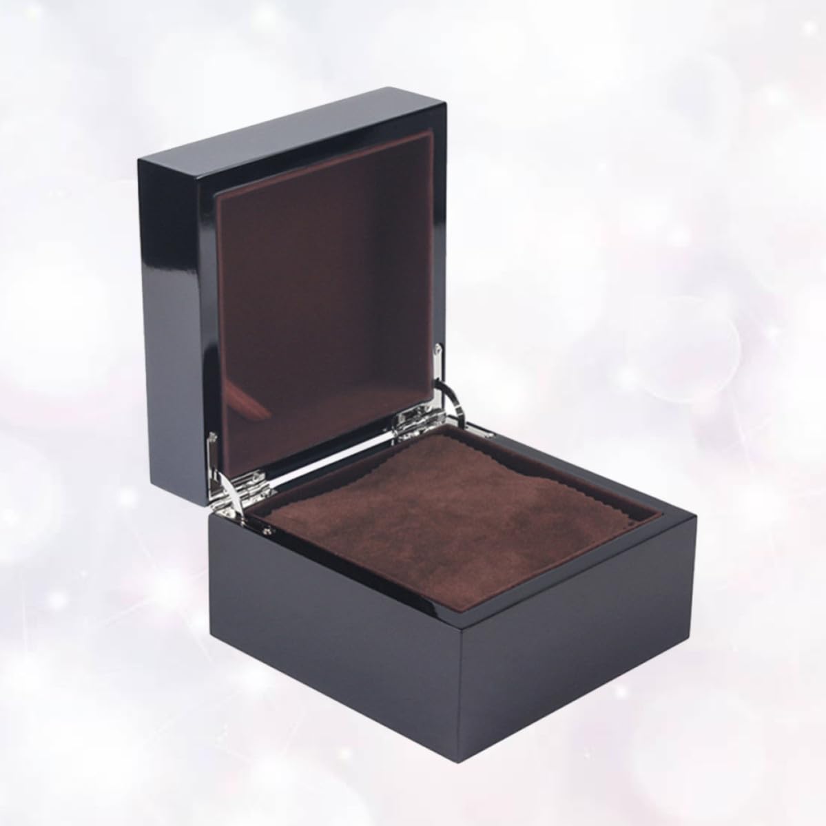 Vitrina para Relojes de Madera Negra Acabado Barnizado, Caja Cuadrada para Hombre, Protección y Almacenamiento Delicado Forro de Franela