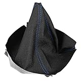 A ABSOPRO Universal Shift Boot Cover Car Shift Knob Boot Dust Cover Blue Seams Faux Leather Black