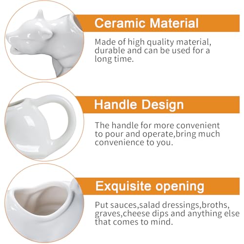 ISTOOLL Cat Gravy Boat, 8.5 Oz Ceramic Sauce Boat for Gravy, Warming Sauces, Salad Dressings, Milk, Novelty Cat Gift for Animal Lovers (White) - Thumbnail 4