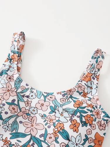 Girls One Piece Swimdress Floral Skirt Bathing Suit Swim Hawaiian Beach Swimwear 4-14Y3