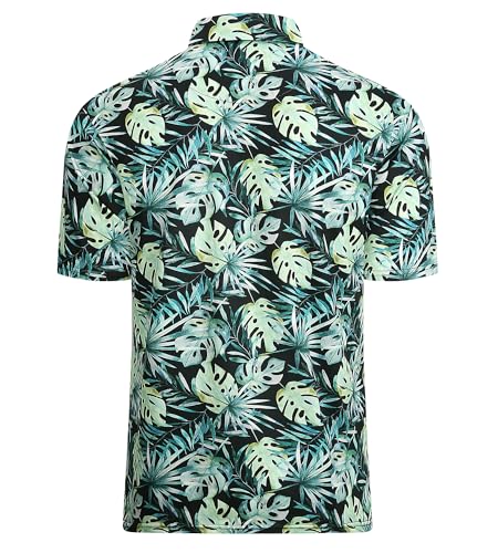 Alex Vando Mens Hawaiian Golf Shirt Moisture Wicking Digital Print Golf Shirts for Men