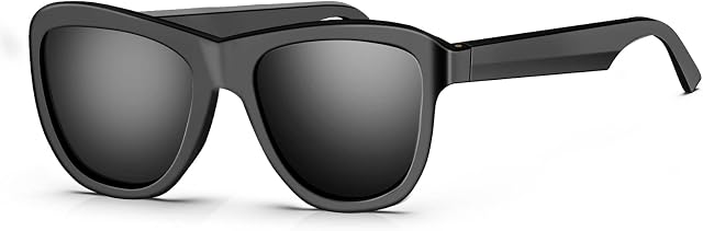 FLYSH Bluetooth Sunglasses for Men Women Smart Glasses Audio Frame Sunglasses Music Glasses, Polarized Lens, Stereo Speakers, Touch Voice Assistant, Hands-Free Calling, Open Ear Sound (Black)