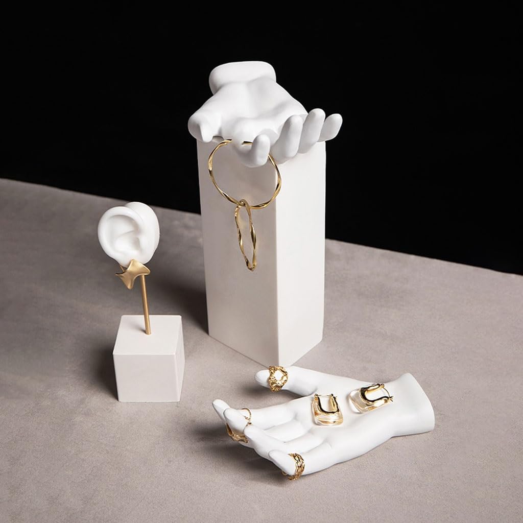 Soporte Exhibidor De Joyas Blanco | Para Anillos, Pendientes Y Pulseras | Torre Compacta Para Escritorio O Tienda
