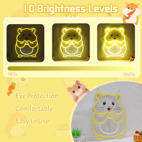 Image of CoolGift Mart Hamster Neon Sign, Dimmable Wall Decor Light, Birthday Party Decorations for Home, Garden, Farm, Bars, Restaurants, Stores, Clubs, Hamster Gift for Kids Friends Family and Animal Lovers