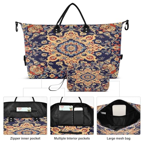 Colorful Crnamental Travel Duffel Bag Large Capacity Weekender Bag with Toiletry Bag Detachable Shoulder Strap Travel Tote Bag for Women2