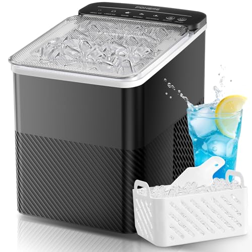FOHERE Tragbare Eiswürfelmaschine – Selbstreinigend, 14 Kg/24h, 2...