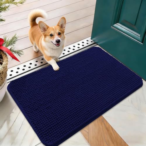 Image of OLANLY Dog Door Mat for Muddy Paws 24x16, Absorbent Chenille Mud Doormat