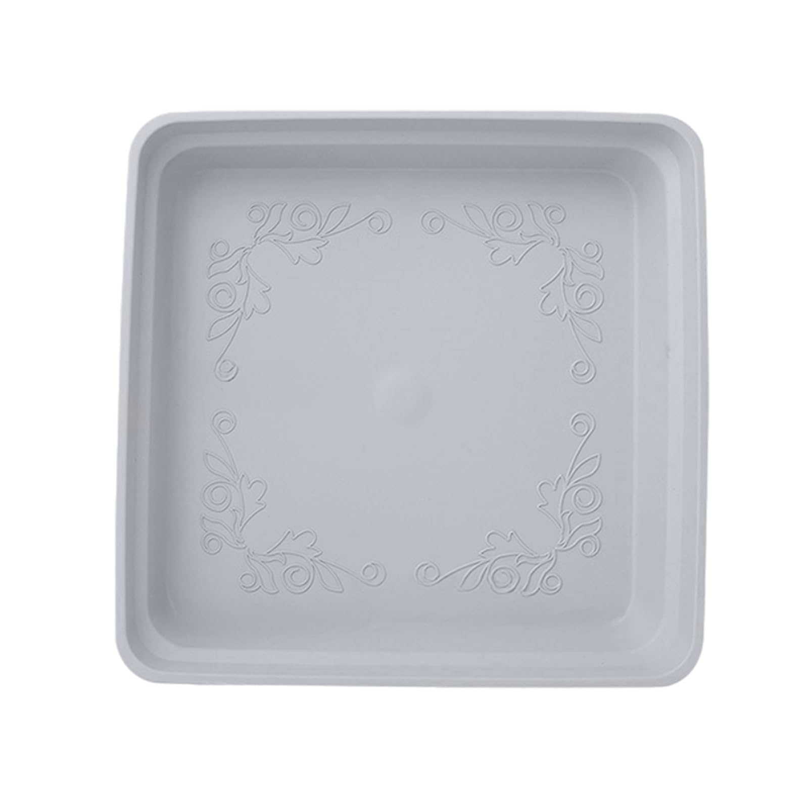 curfair Square Leak-Proof Plant Saucer - Resistant Plastic Drip Tray for Indoor/Outdoor Pots Deep Well Design Prevents Overwatering & Protects Surfaces - European Style Balcony Garden Accessory Grey