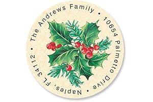 Holly Christmas Personalized Return Address Labels