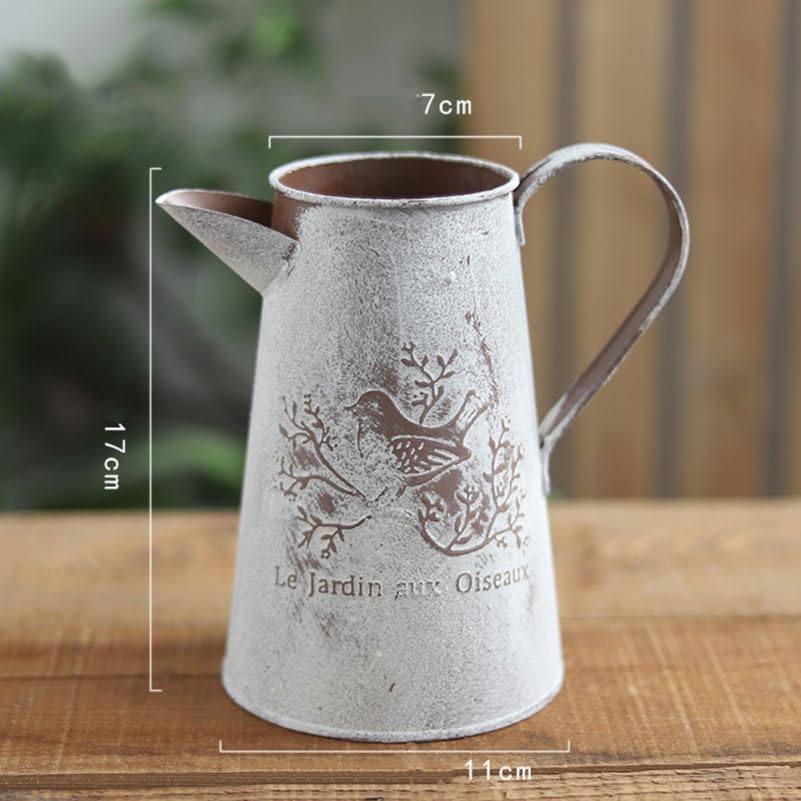 Vintage Flower Arrangement Bucket 4.33 Inch Iron Planter with Protective Coating Garden Tin Vase for Home Office Balcony Decor and Watering - Image 6