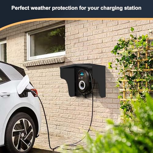 Image of EV MASTER EV Charger Weather Protection Cover | Heavy-Duty Alloy Steel Wall-Mount Rain Shield & Protective Roof for Electric Vehicle Charging Station, Universal Fit for Home Wallbox Chargers