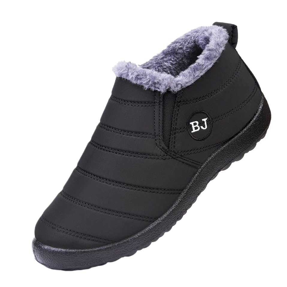 Womens Snow Boots Winter Warm Booties Fur Lined Comfortable Warm Shoes Anti-Slip Ankle Boots Outdoor Slip on Waterproof