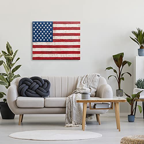 Image of Stupell Industries 'Rustic American Flag Red White Blue'| Canvas Art | Stupell Industries | 40 x 30 Inches, Easy to Hang and Sturdy, Made in USA, by Ruane Manning