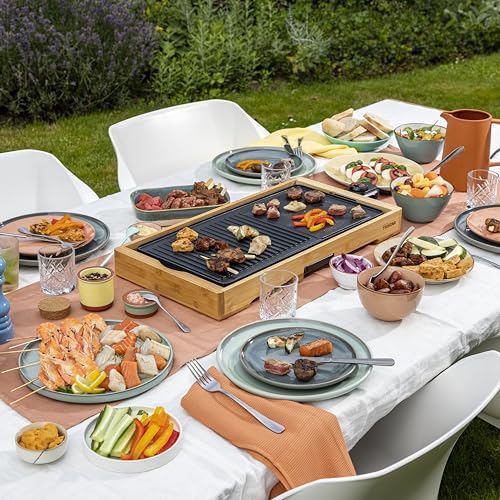 Tristar BP-2641 Bambus XL-Kombinierter Grill mit Teppanyaki-51 x 25,4 cm