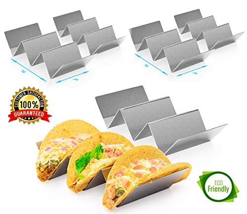6 Pack Stainless Steel Taco Holder Tray, Taco Truck Stand Holds Up To