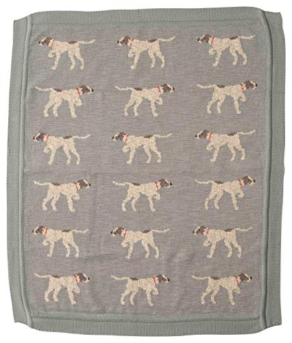 Image of Creative Co-Op DF2527 40 inch L x 32 inch W Cotton Knit Baby Dog Blanket, Blue, Small