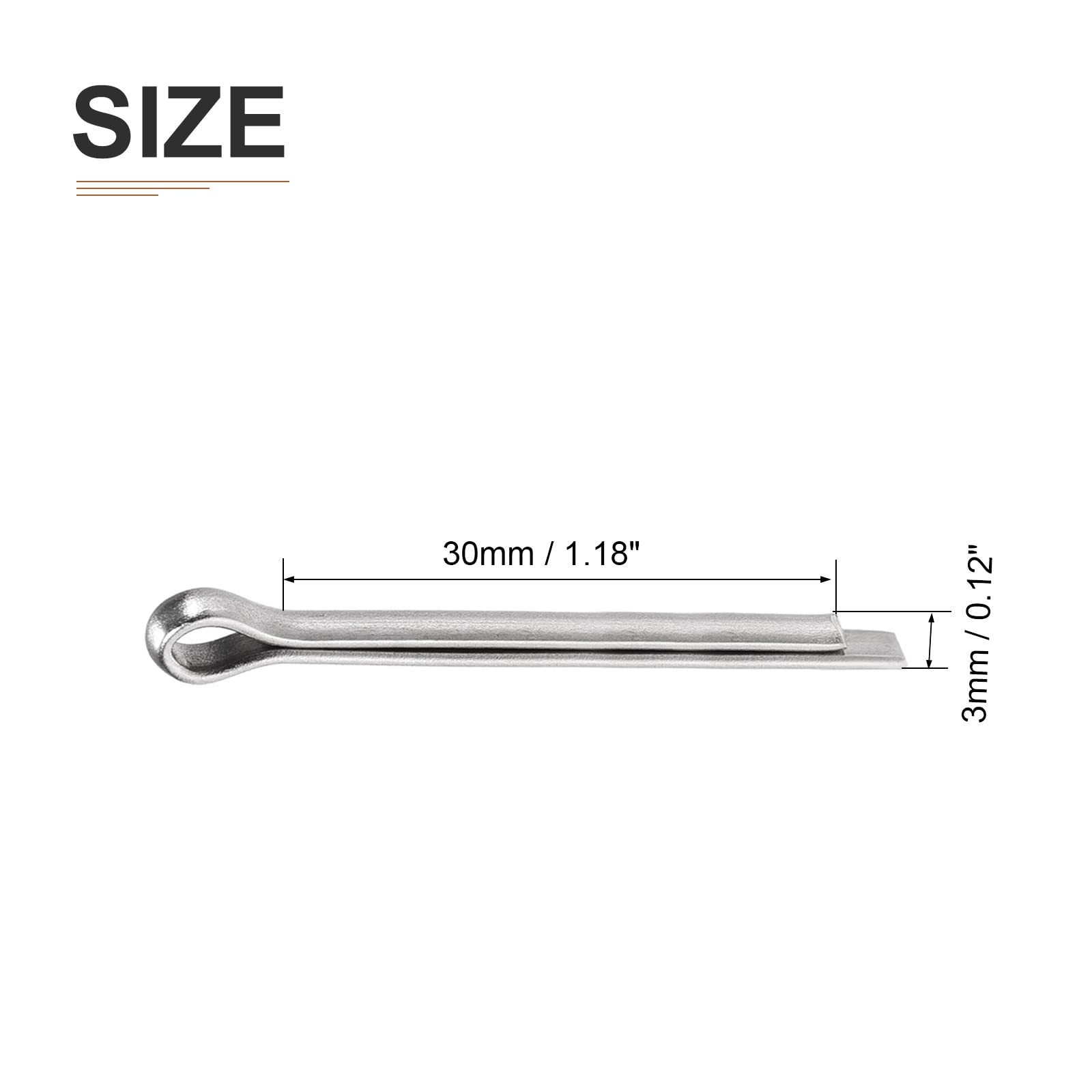 DTGN 3mm x 30mm (DxL) Cotter Clip Pins - 30Pack - Good for Machinery - 304 Stainless Steel Hairpin Fasteners - Silver - Image 2