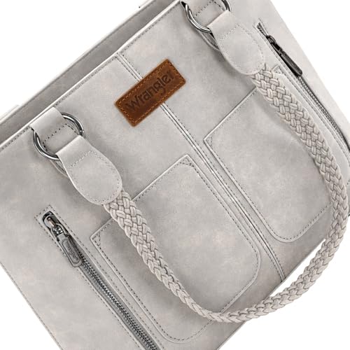 Wrangler Tote Bag for Women Multi Pockets shoulder bag western purse Medium leather like Handbags with Woven Top-Handle WG78-G8317BG - image 5