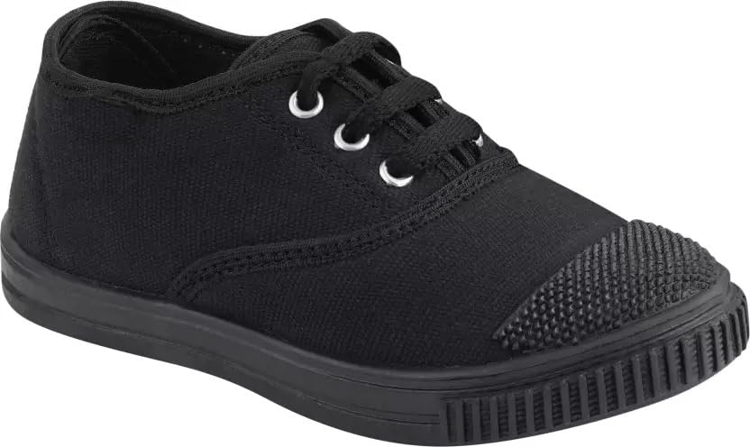 5647 Boys and Girls Tennis Shoes Black and White (Black, Numeric_6)