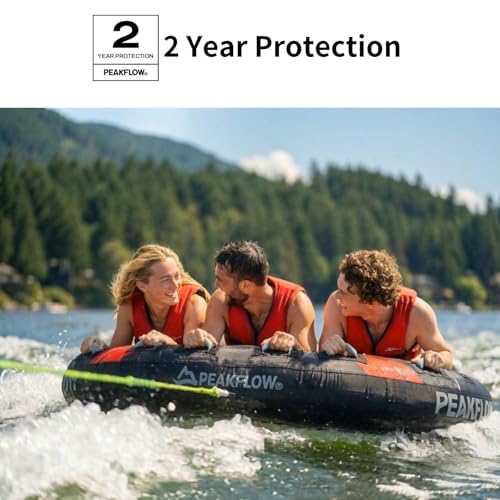Image of PEAKFLOW Towable Tube,Boat Tube,1-3 Rider Models,Tubes for Boating,PVC Liner and Full Nylon Cover,Stable for Kids & Adults,Lake & Ocean Fun