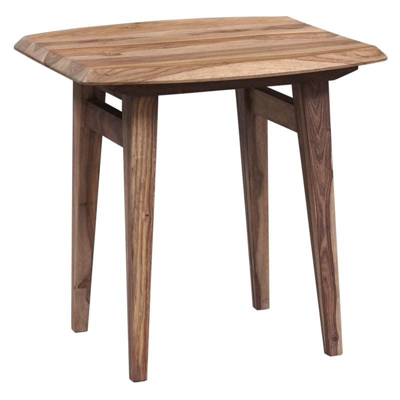 Pemberly Row Modern Solid Sheesham Wood End Table in Natural